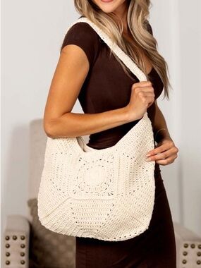 RAQUEL CROCHET HOBO BAG Straw